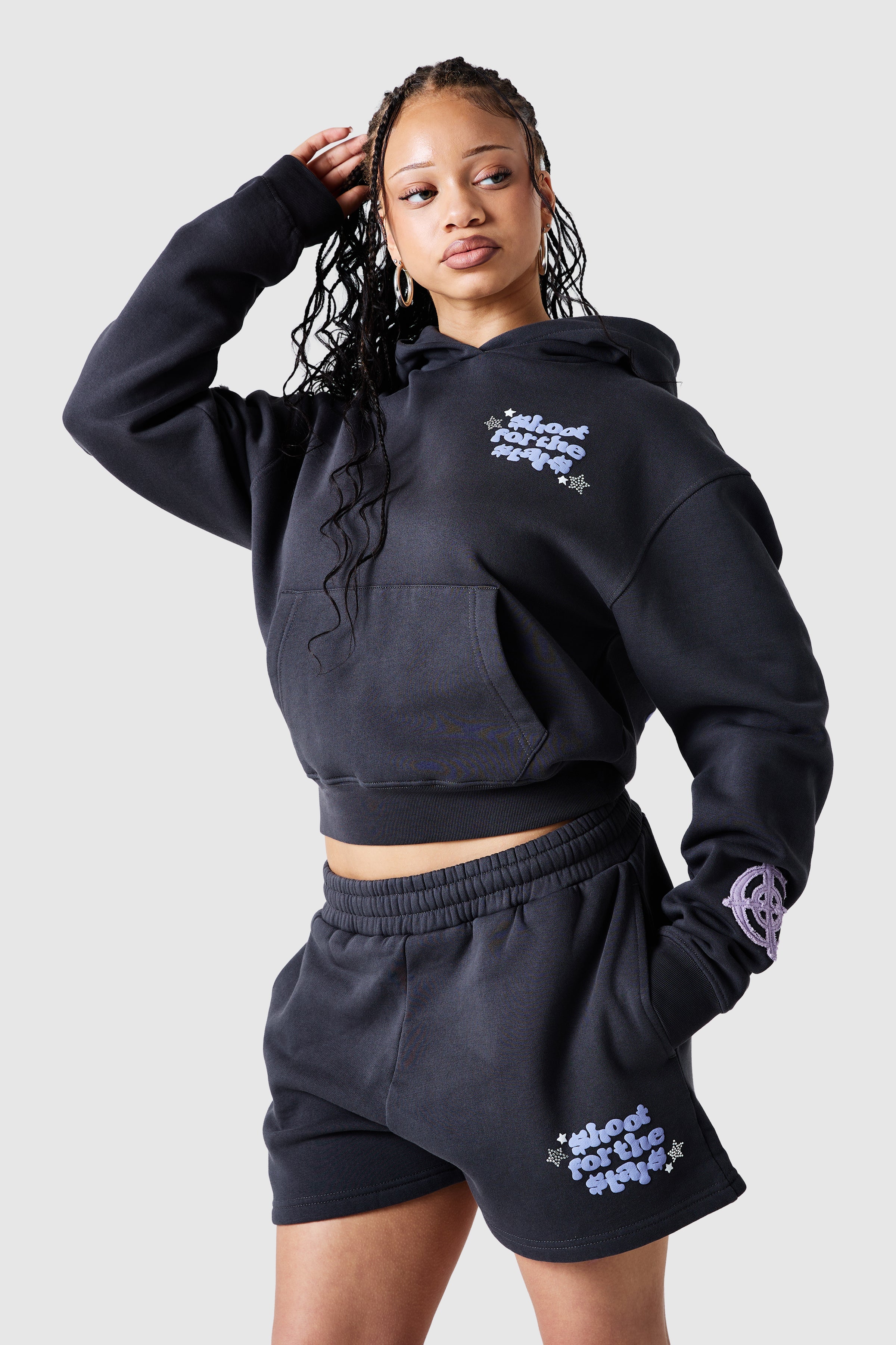 Womens Shoot For The Stars Hood 2.0 - Volcano Grey