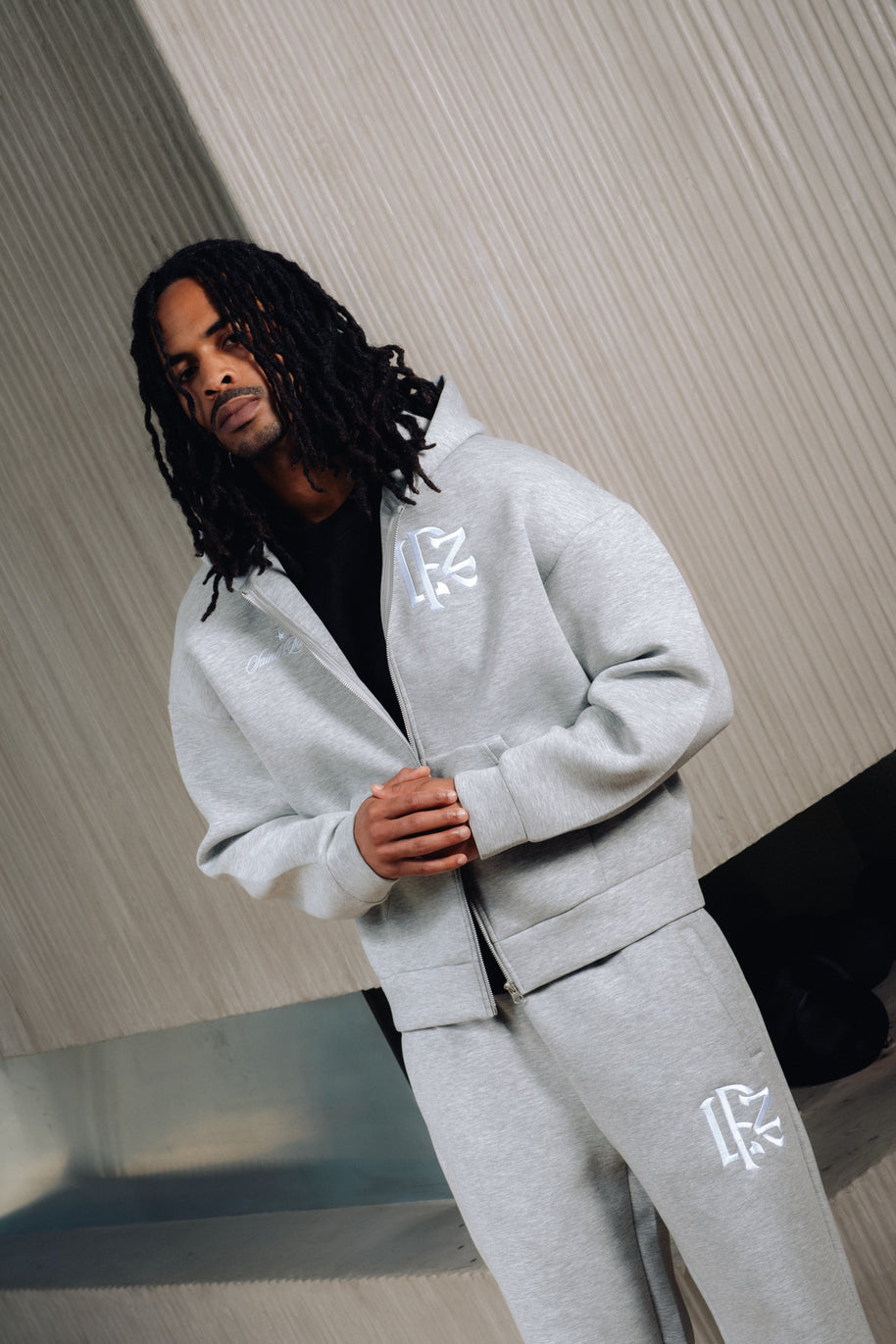 Origin  Boxy Scuba Hood Tracksuit - Off White / Grey