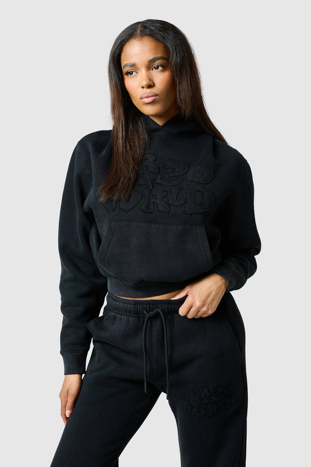 Womens Lrzo Wrld Applique Hood - Black