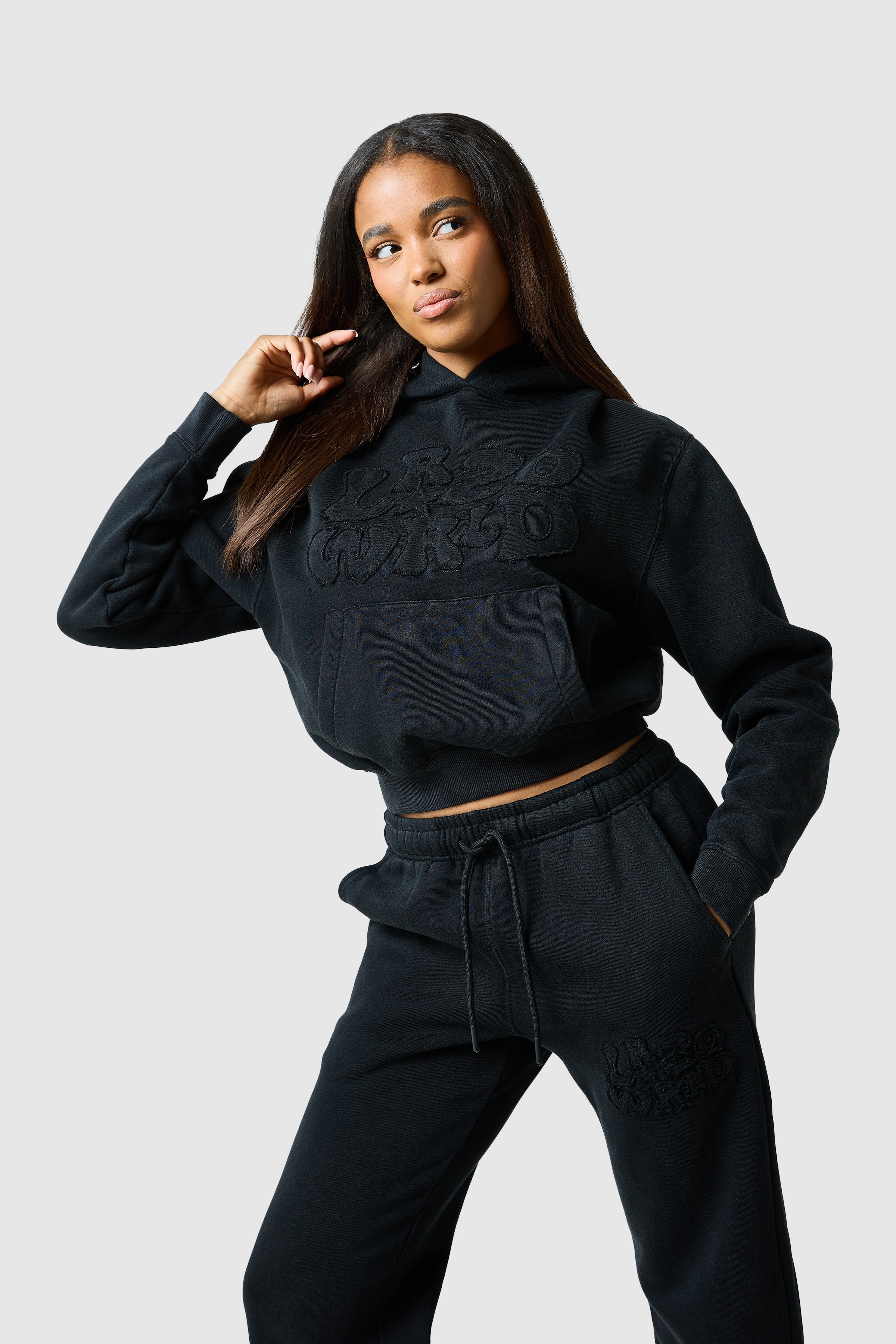 Womens Lrzo Wrld Applique Hood - Black