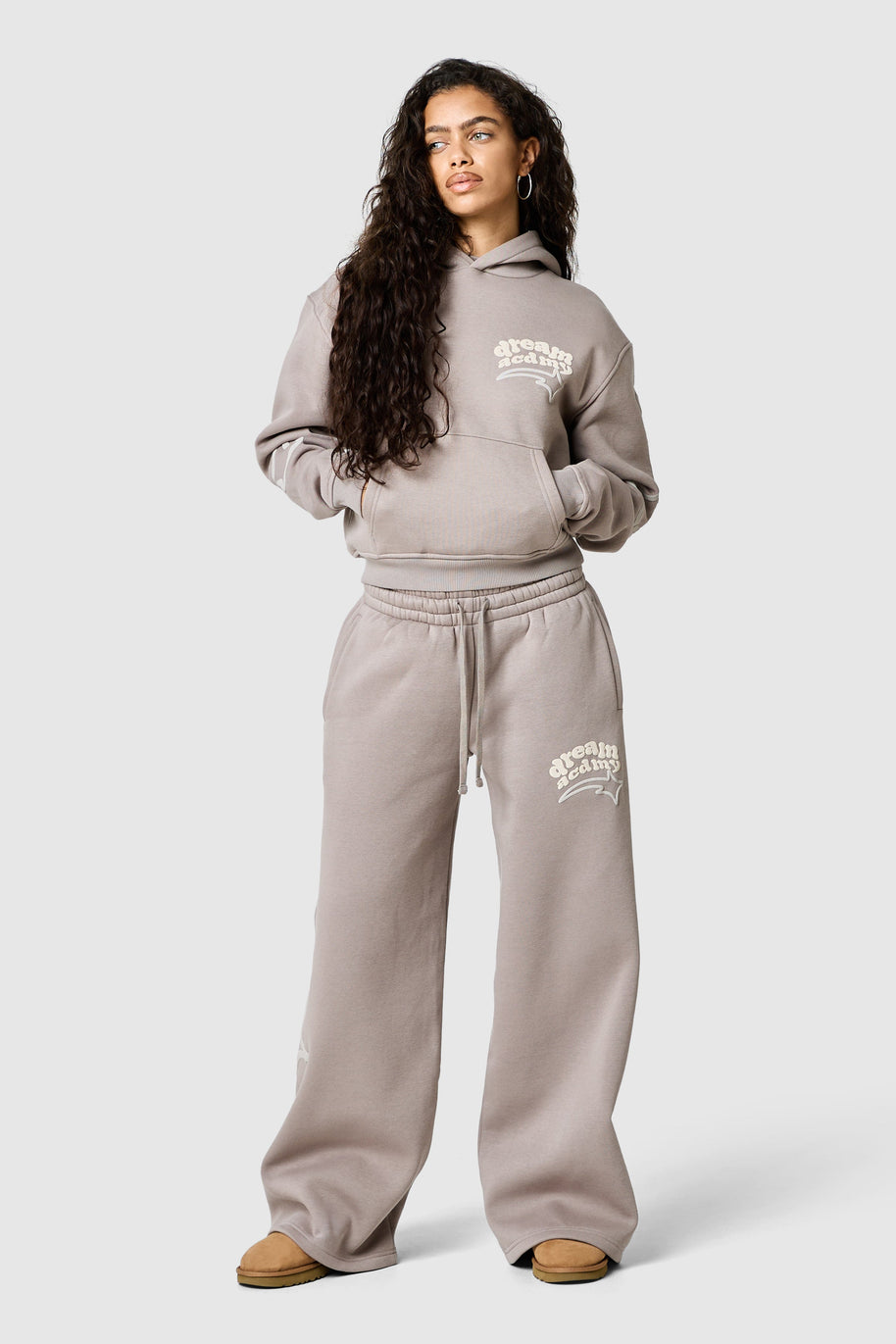 Womens Dream Acdmy Crop Hood - Soft Taupe