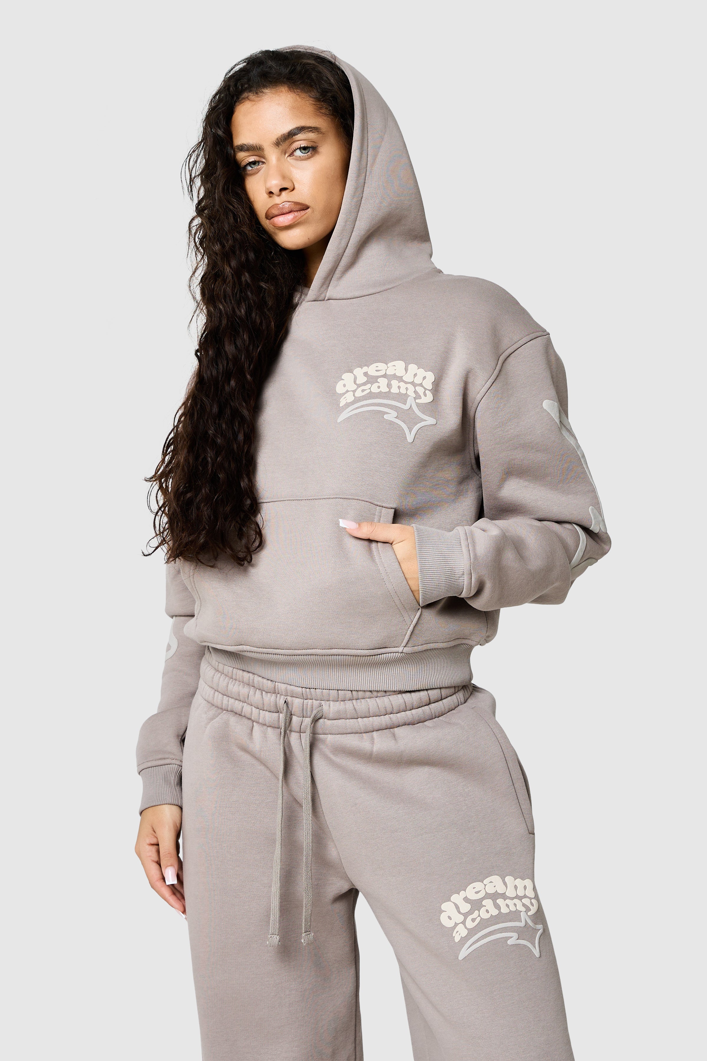 Womens Dream Acdmy Crop Hood - Soft Taupe