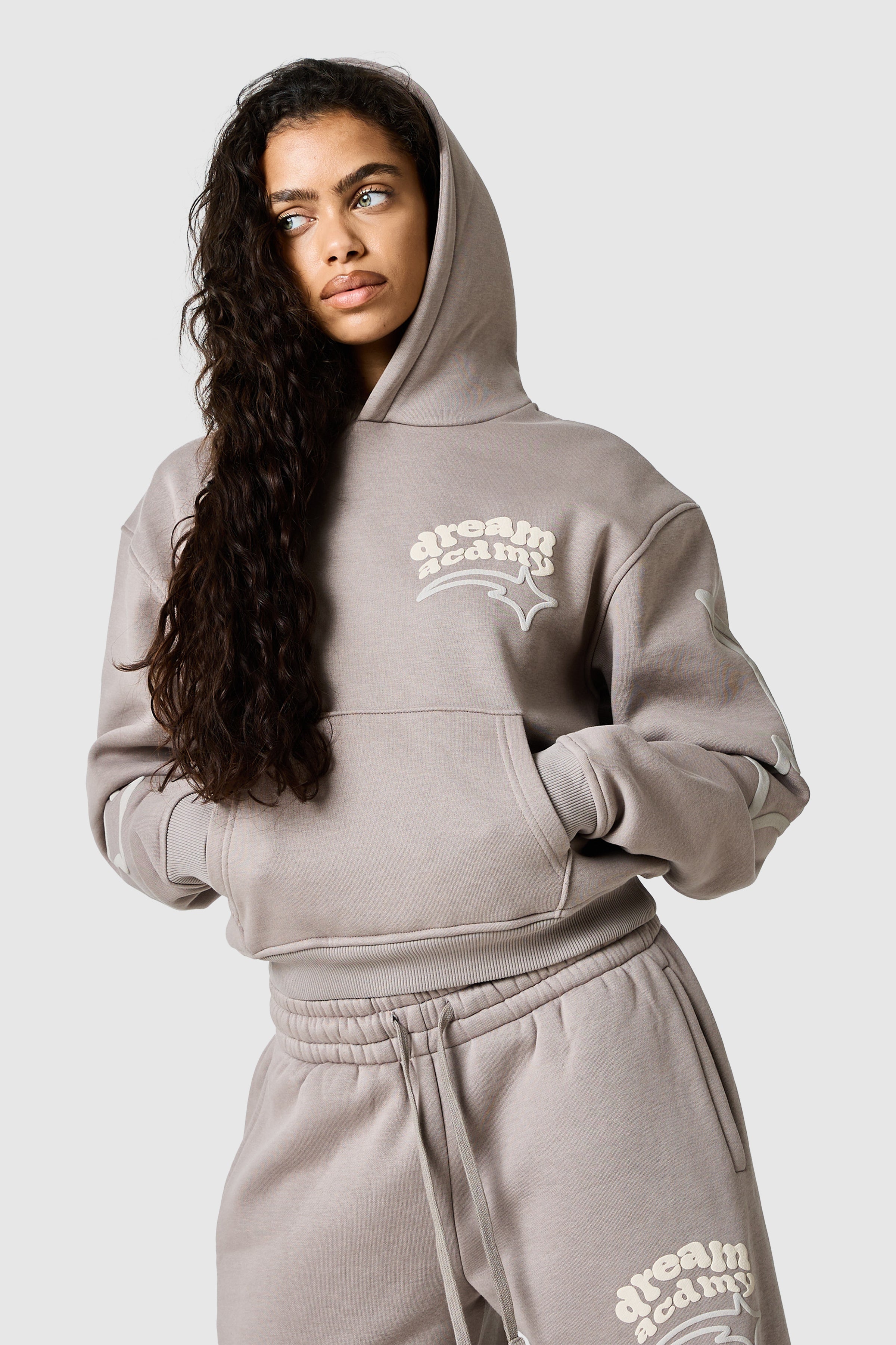 Womens Dream Acdmy Crop Hood - Soft Taupe