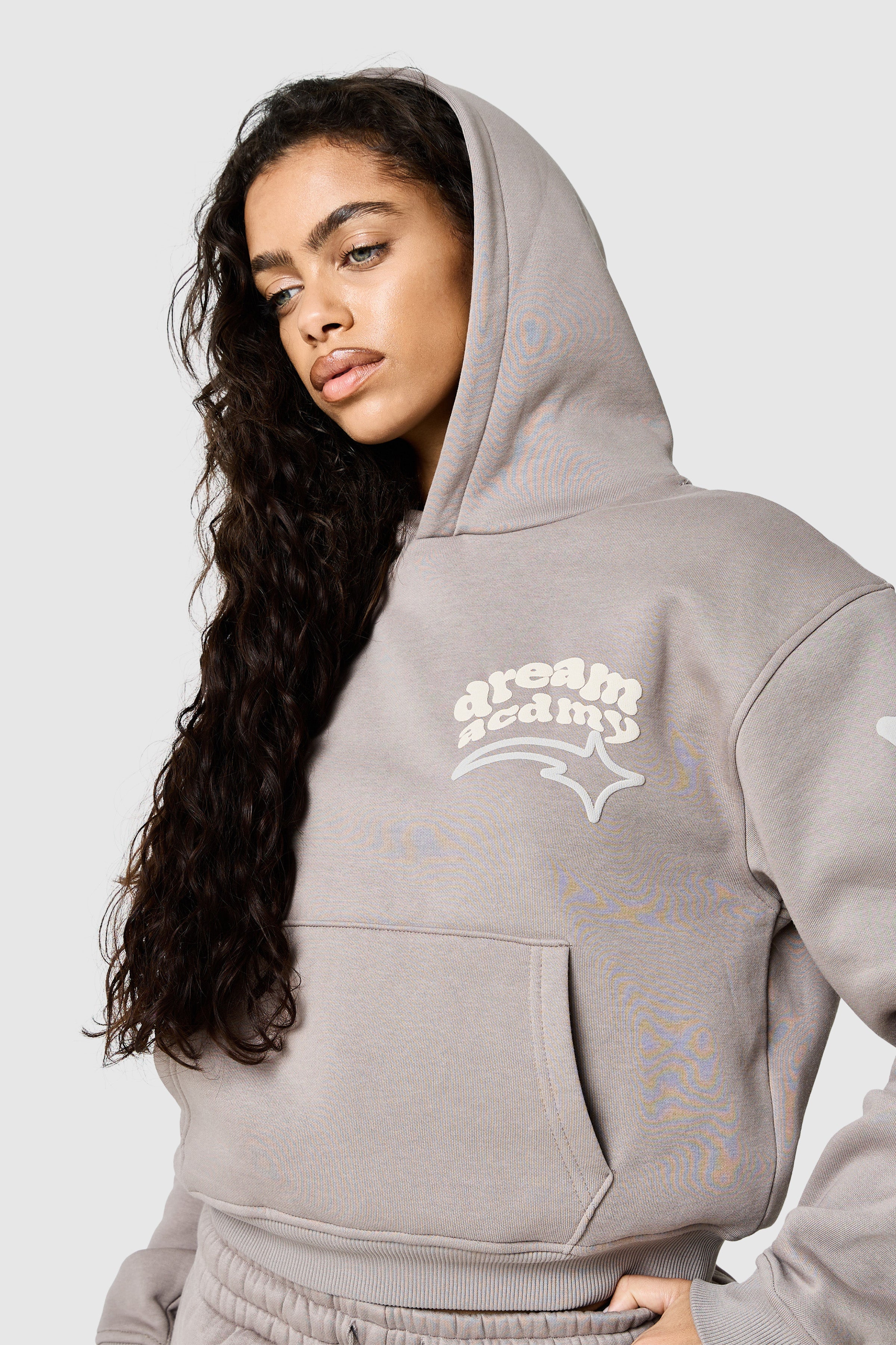 Womens Dream Acdmy Crop Hood - Soft Taupe