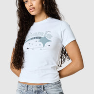 Womens Shooter Baby Tee - White