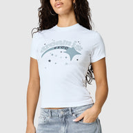 Womens Shooter Baby Tee - White