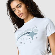 Womens Shooter Baby Tee - White