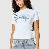 Womens Shooter Baby Tee - White