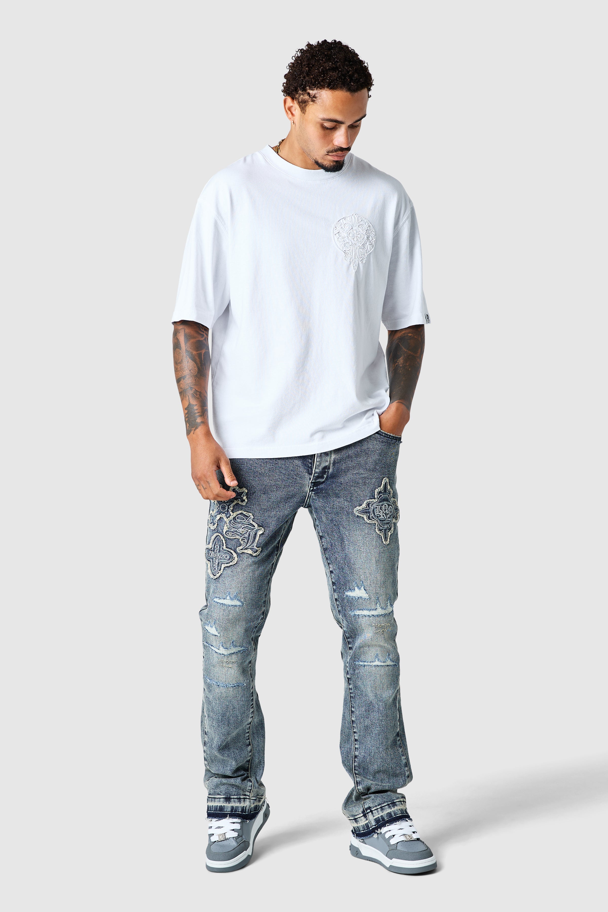 Icon Patch Flare Jean - Vintage Blue