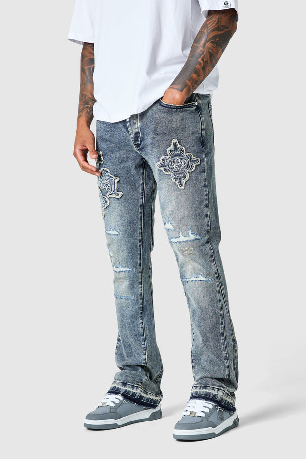 Icon Patch Flare Jean - Vintage Blue