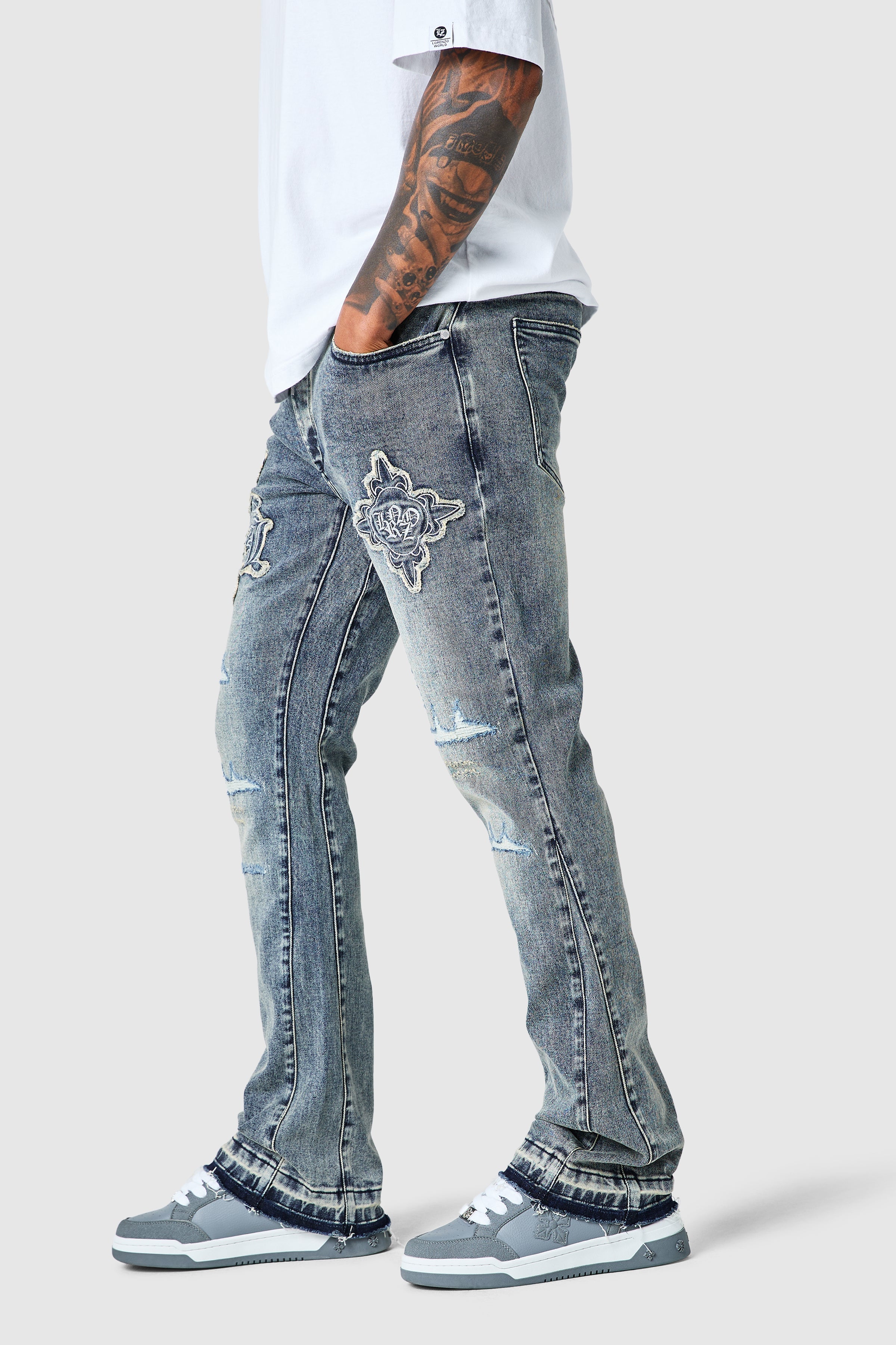 Icon Patch Flare Jean - Vintage Blue