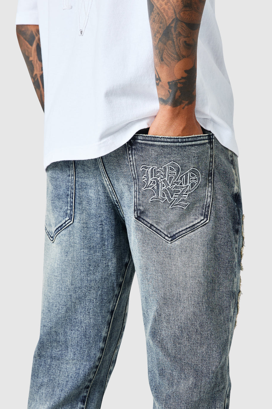 Icon Patch Flare Jean - Vintage Blue