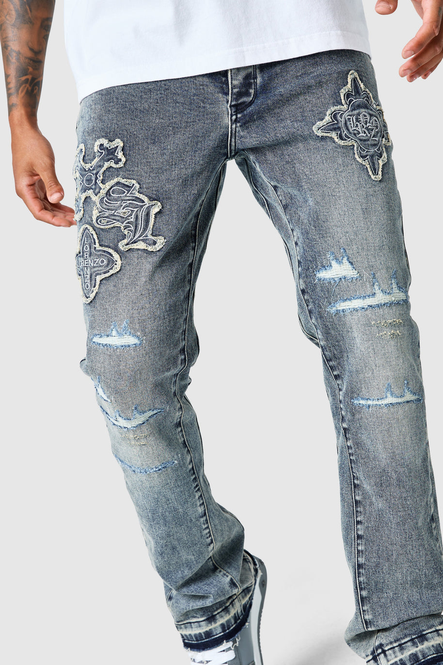 Icon Patch Flare Jean - Vintage Blue
