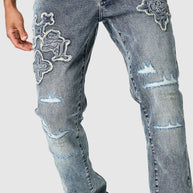 Icon Patch Flare Jean - Vintage Blue