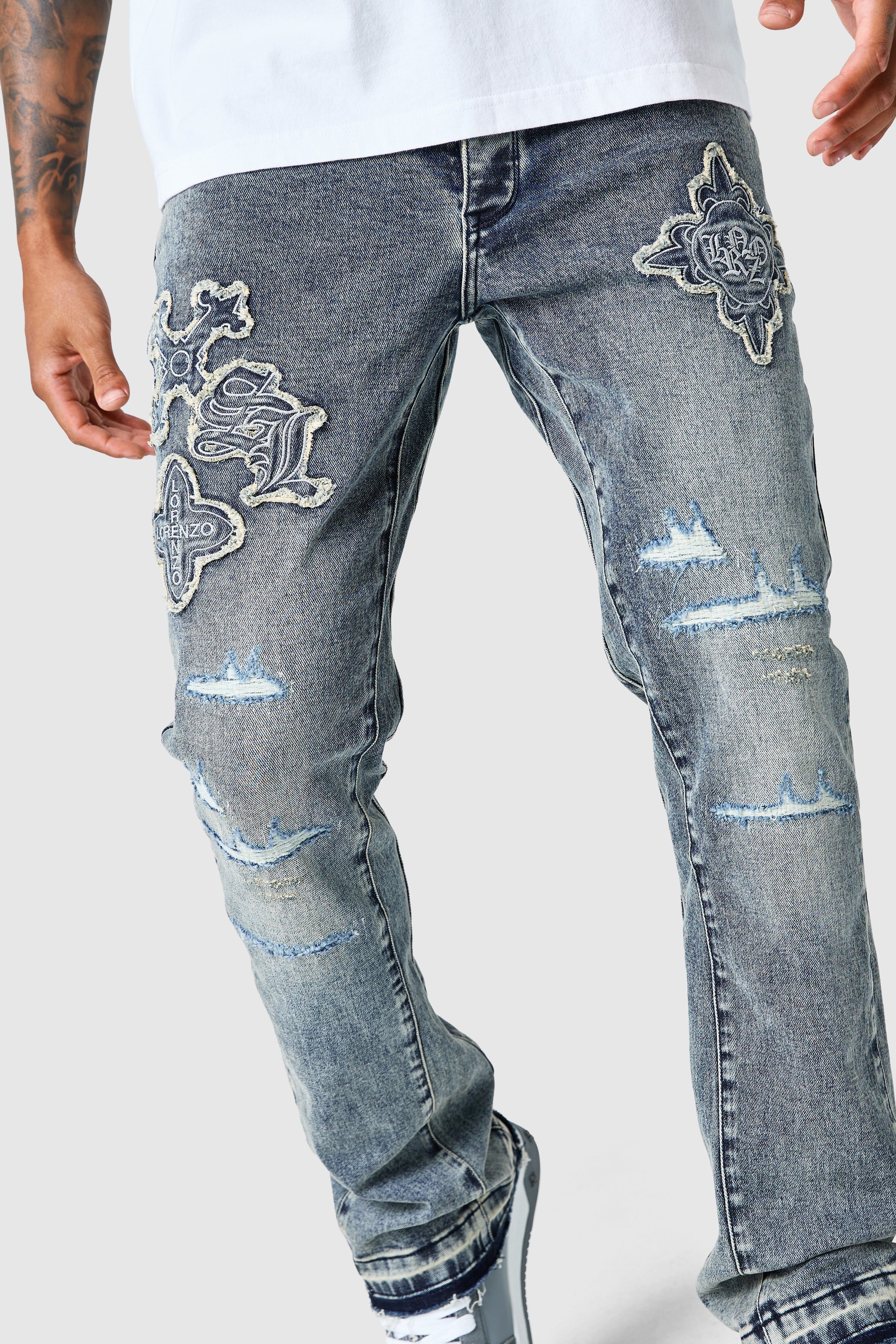 Icon Patch Flare Jean - Vintage Blue