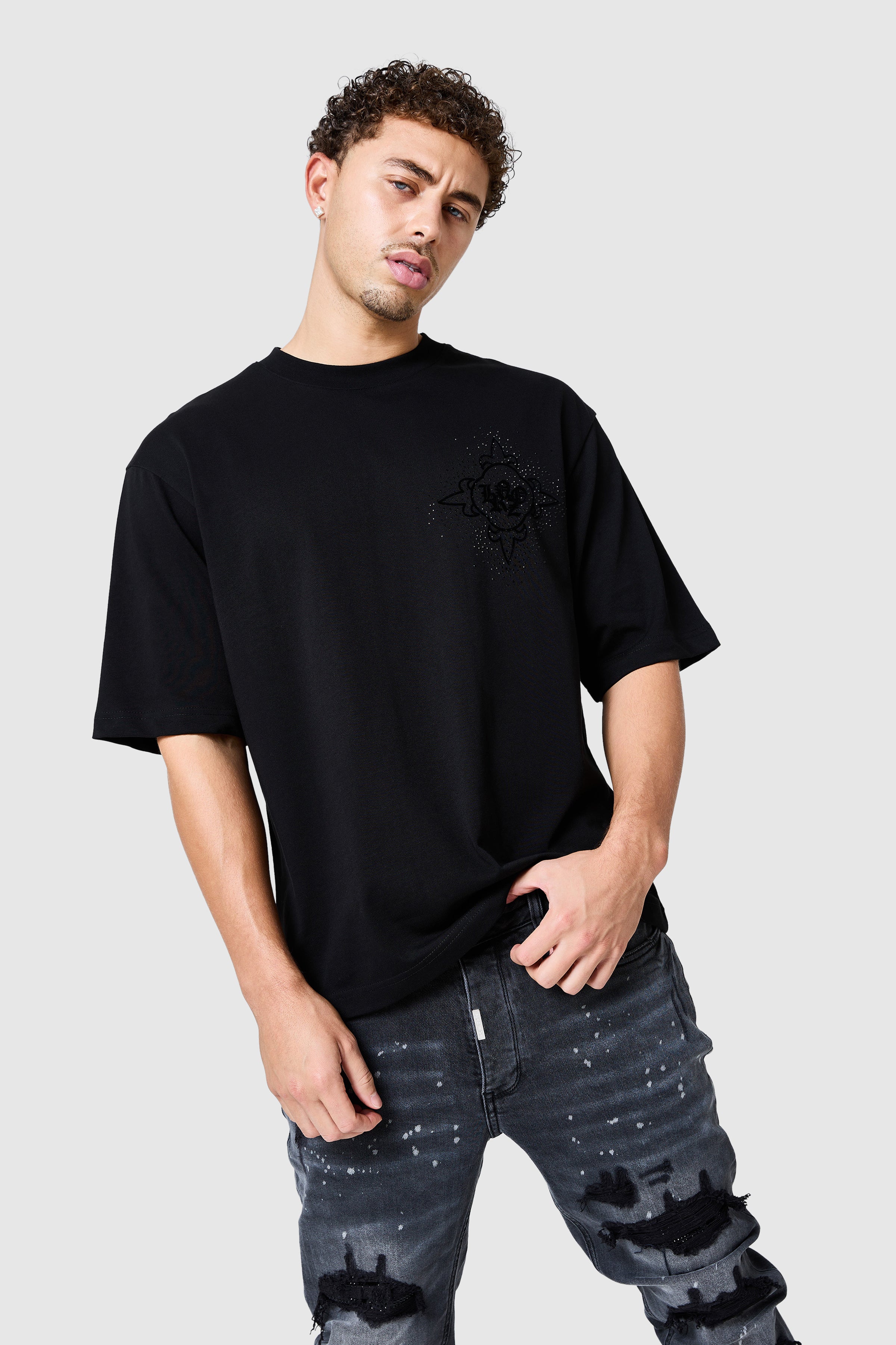 Icon Diamante Tee - Black