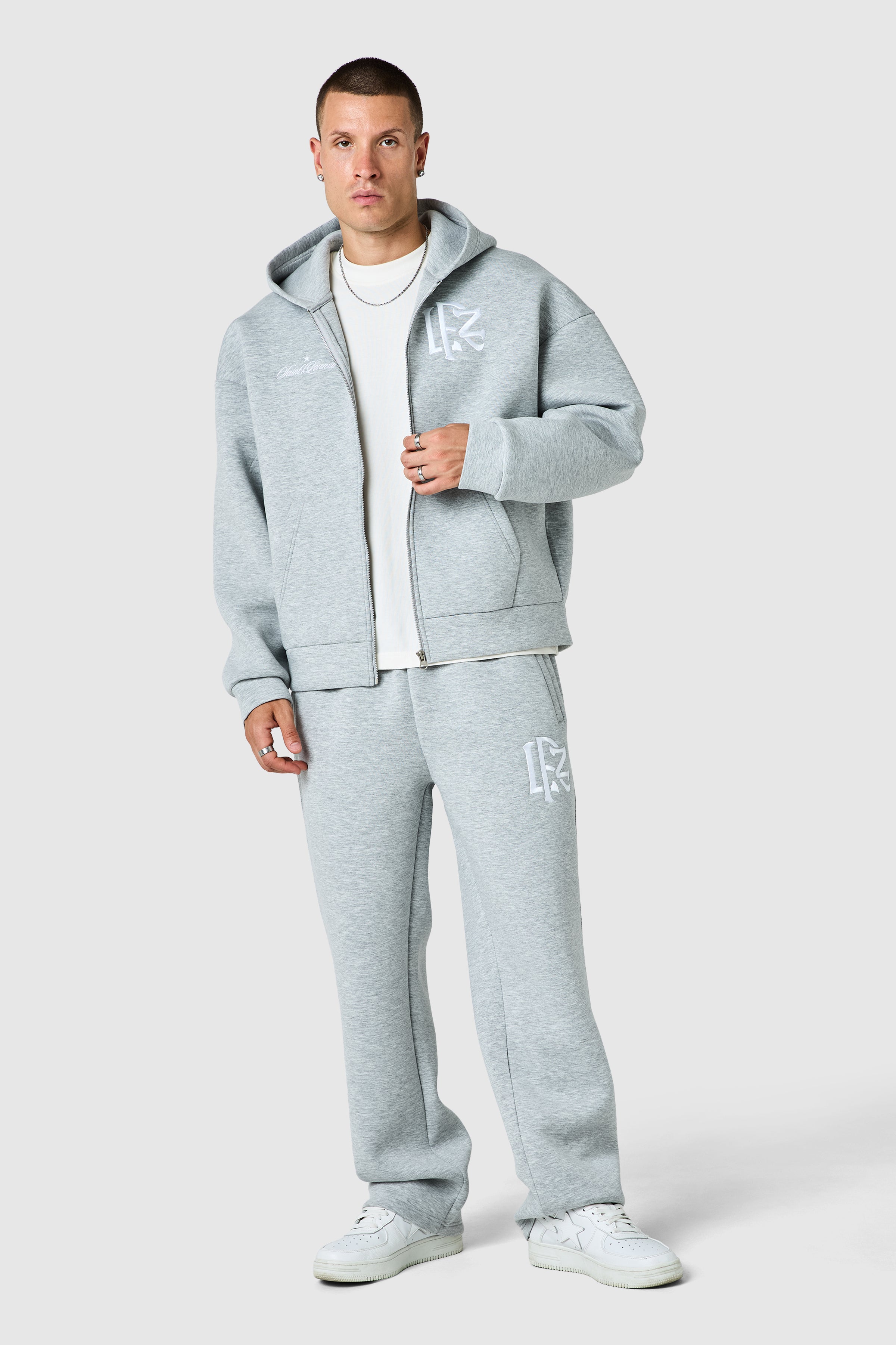 Origin  Boxy Scuba Hood Tracksuit - Off White / Grey