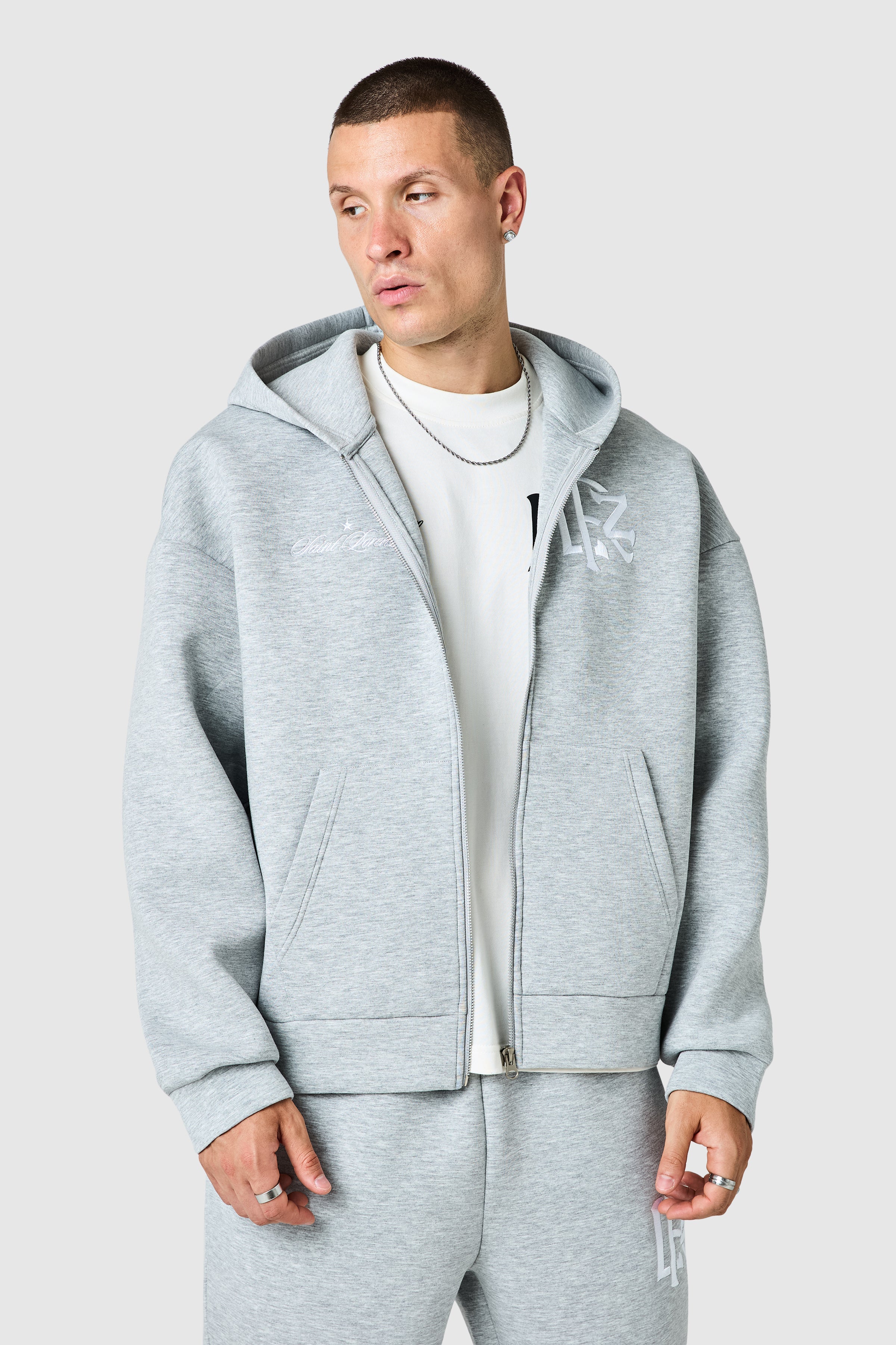 Origin  Boxy Scuba Hood Tracksuit - Off White / Grey