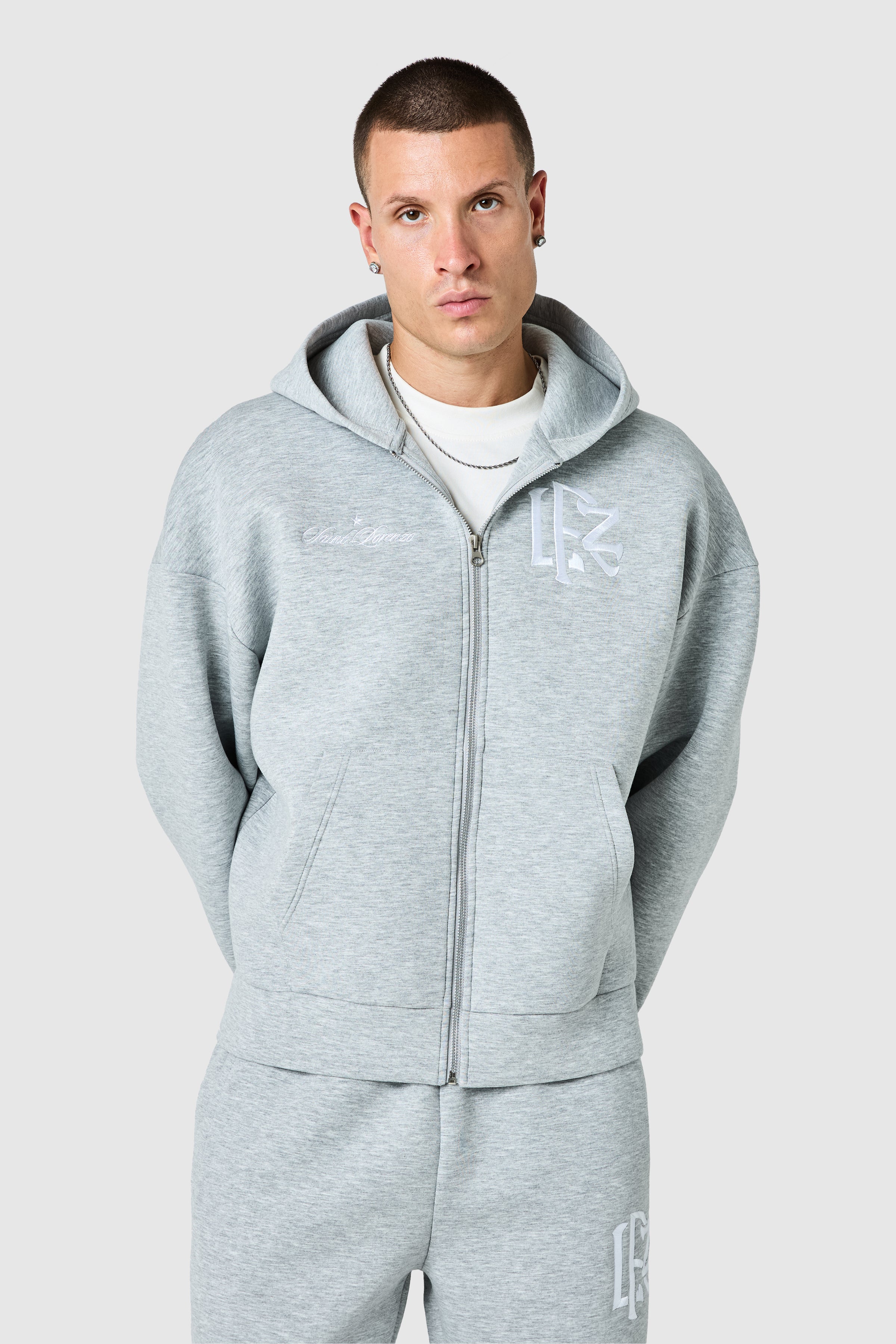 Origin Boxy Scuba Full Zip Hood - Grey Marl