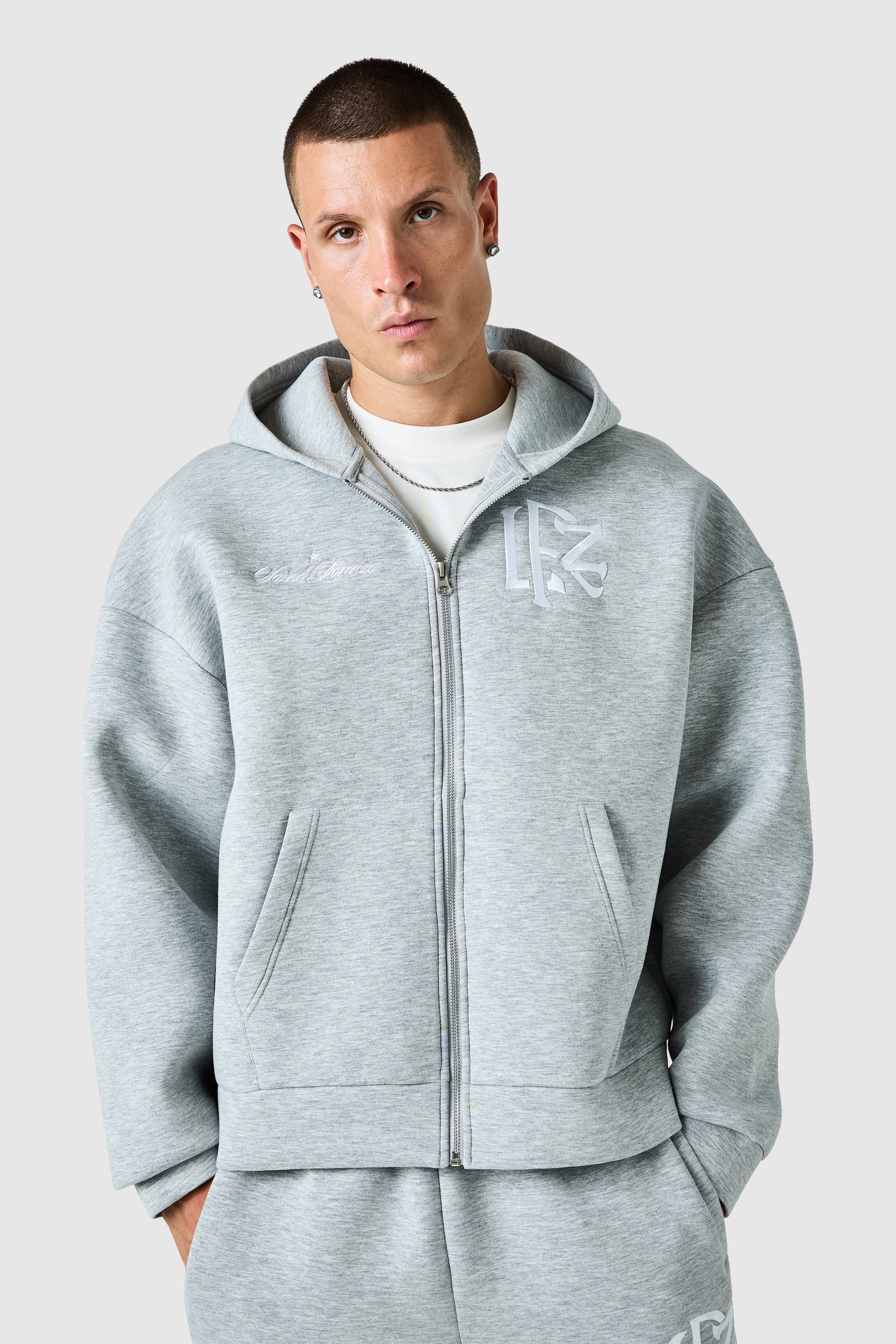 Origin  Boxy Scuba Hood Tracksuit - Off White / Grey