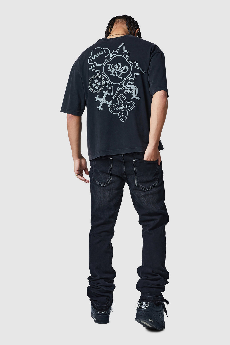 Stacked Jean - Black Stone Wash