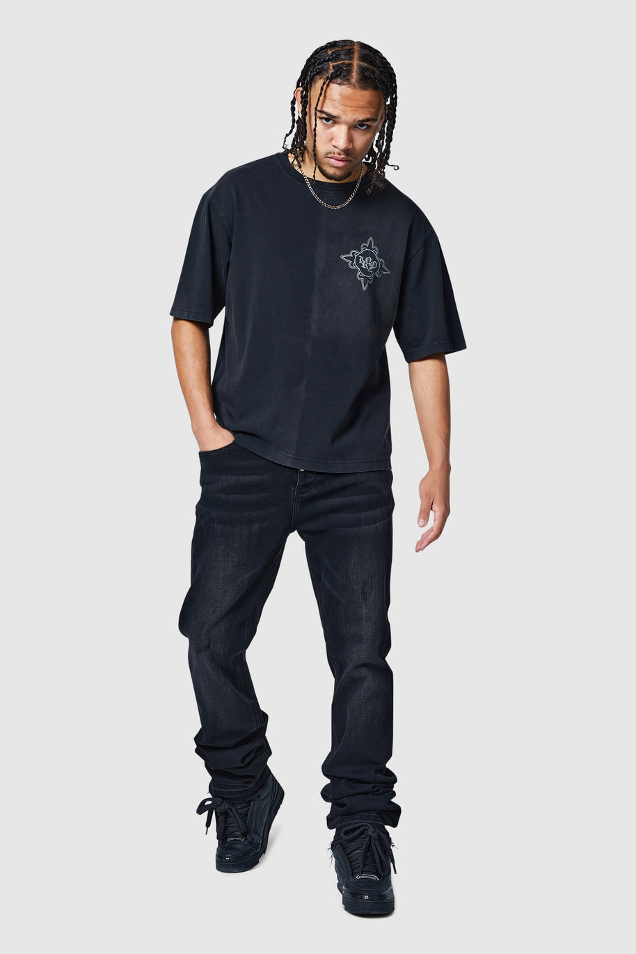Stacked Jean - Black Stone Wash