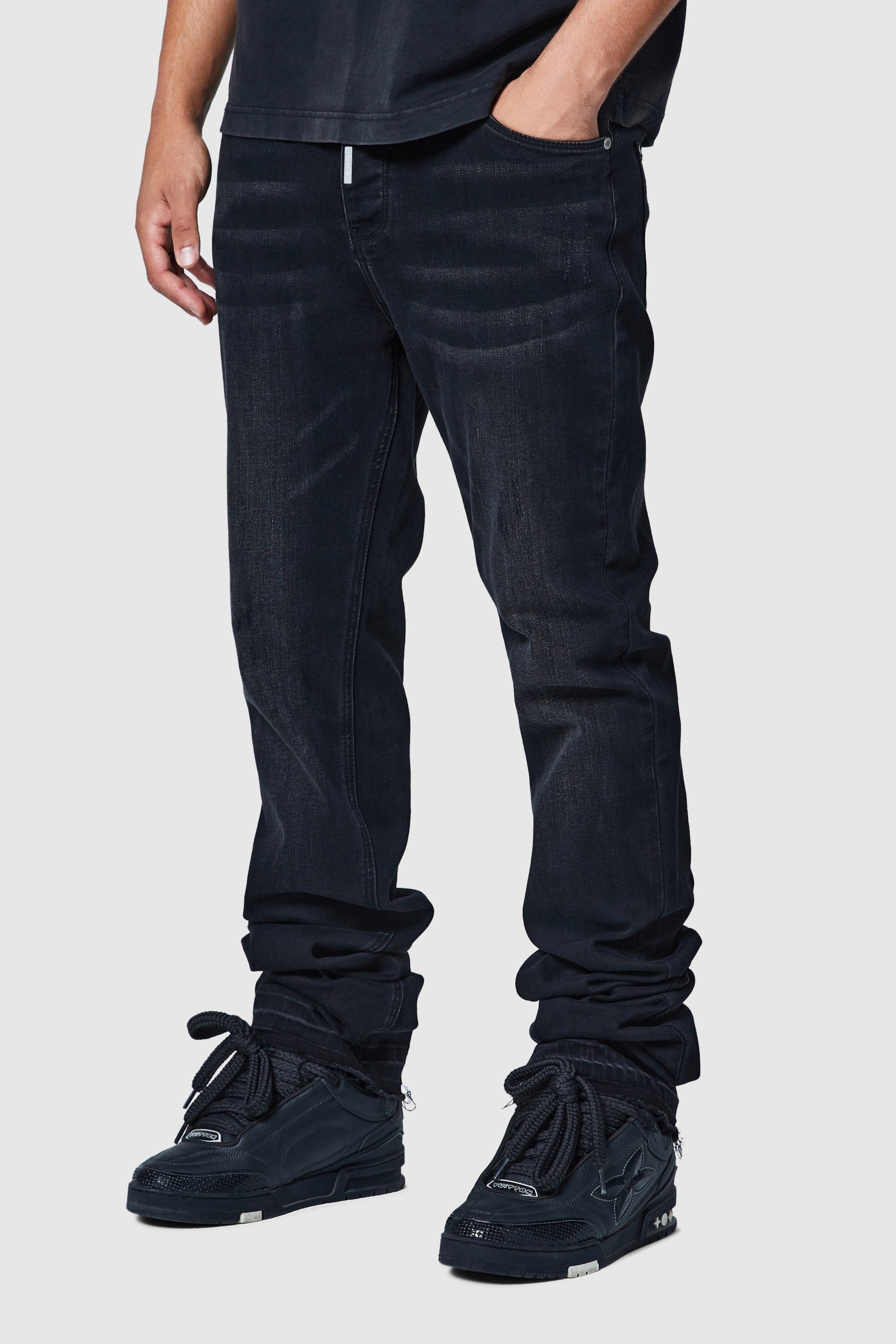 Stacked Jean - Black Stone Wash