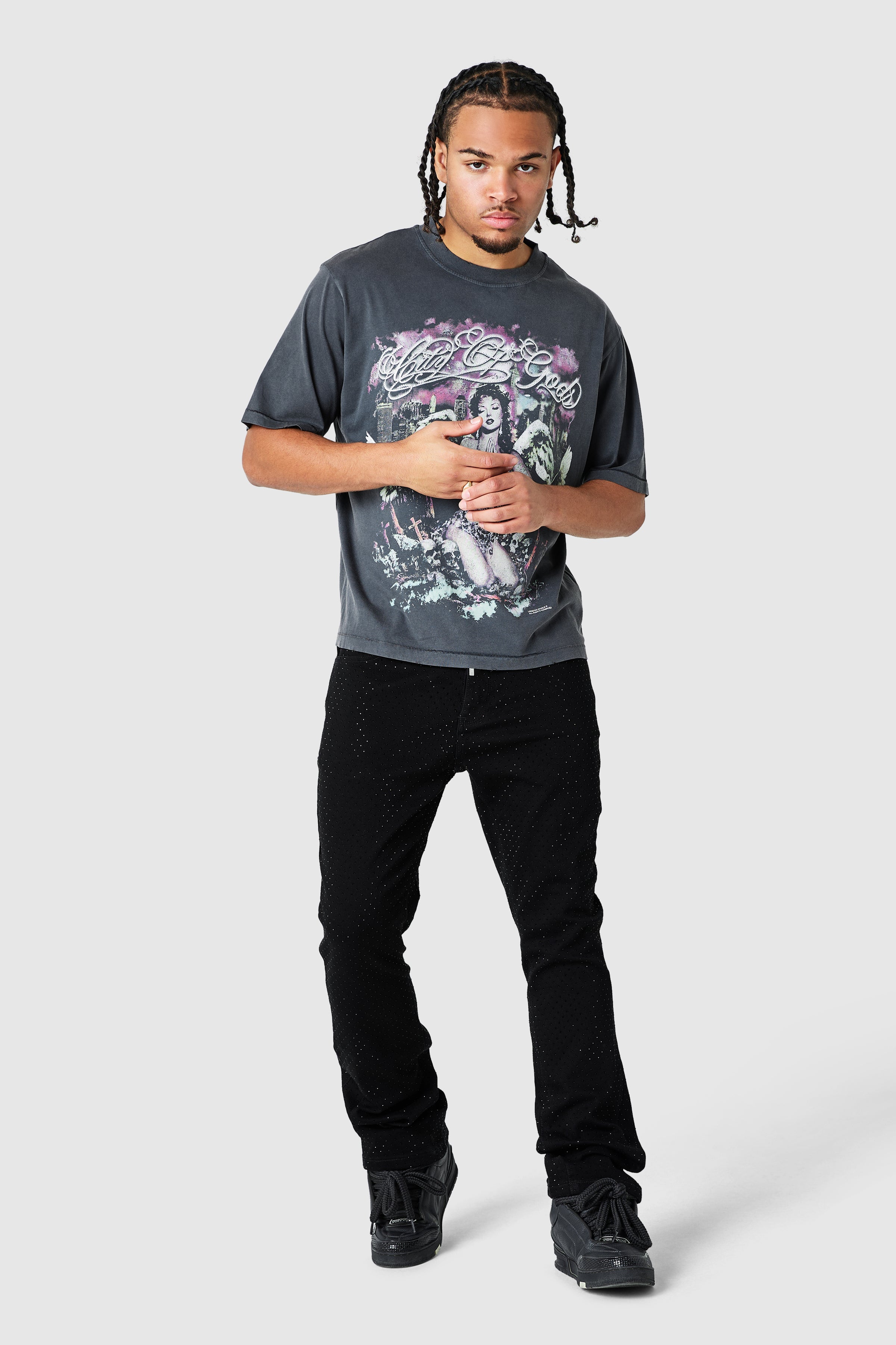 Deity Tee - Black Acid Wash