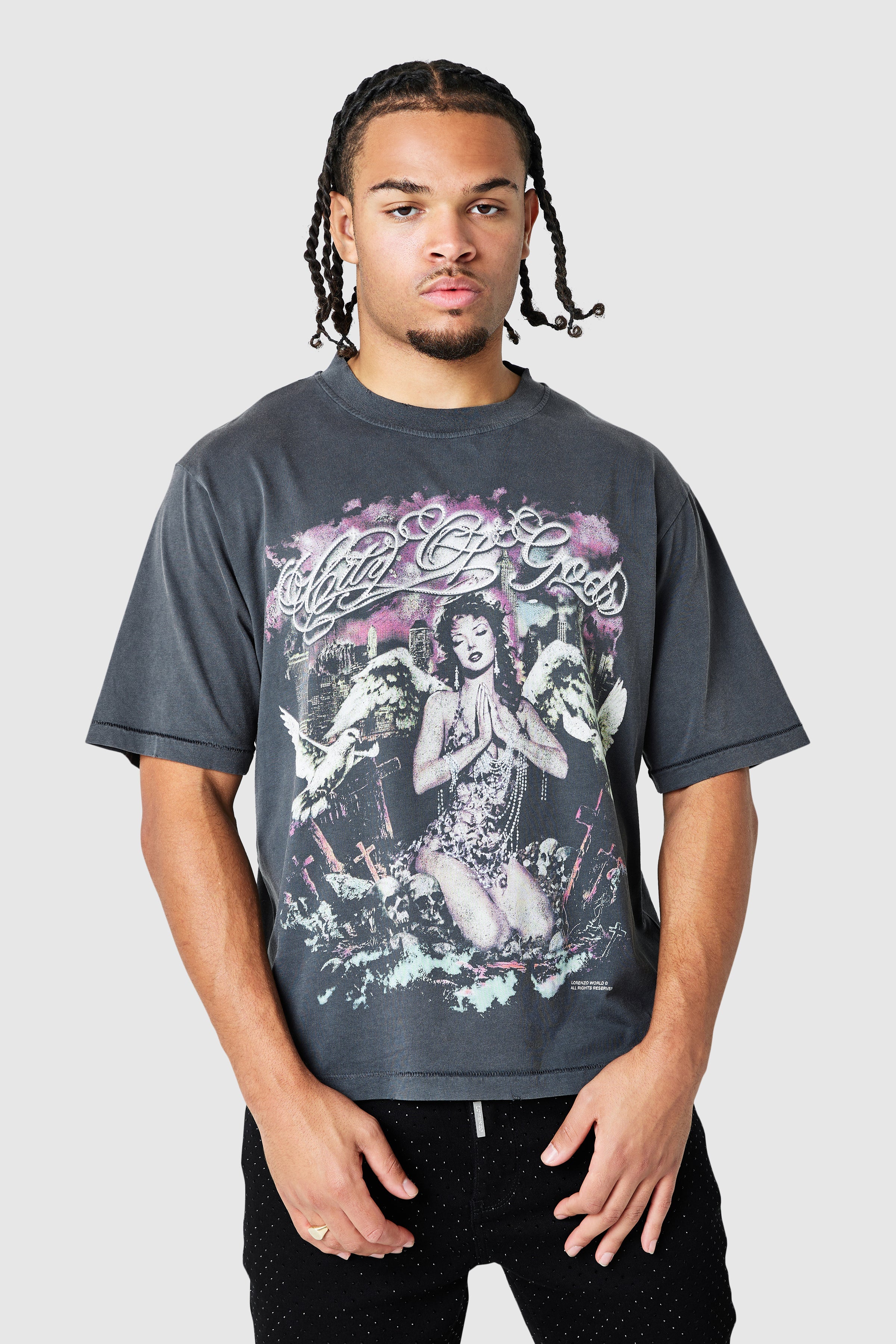 Deity Tee - Black Acid Wash